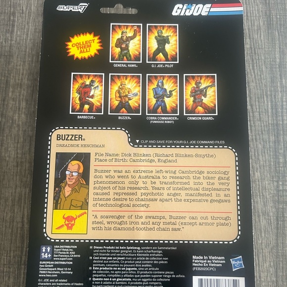 Buzzer Dreadnok G.I. Joe Super 7 Reaction Action Figure New - Picture 2 of 2